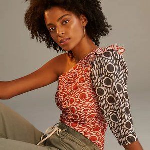 Anthro Cecilia Pettersson Printed One-Shoulder Blouse  10